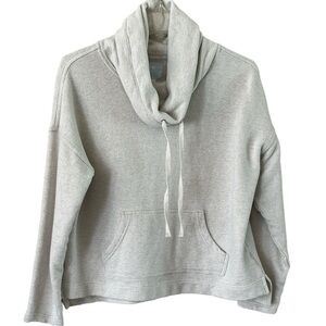Sunday Metallic Crop Top Funnel Neck With Tie Kangaroo Pocket Size L Off White